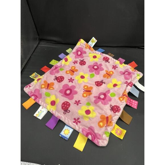 Taggies Little Taggies Lovey Pink Flowers and Butterflies Yellow Back Soft - Picture 1 of 4